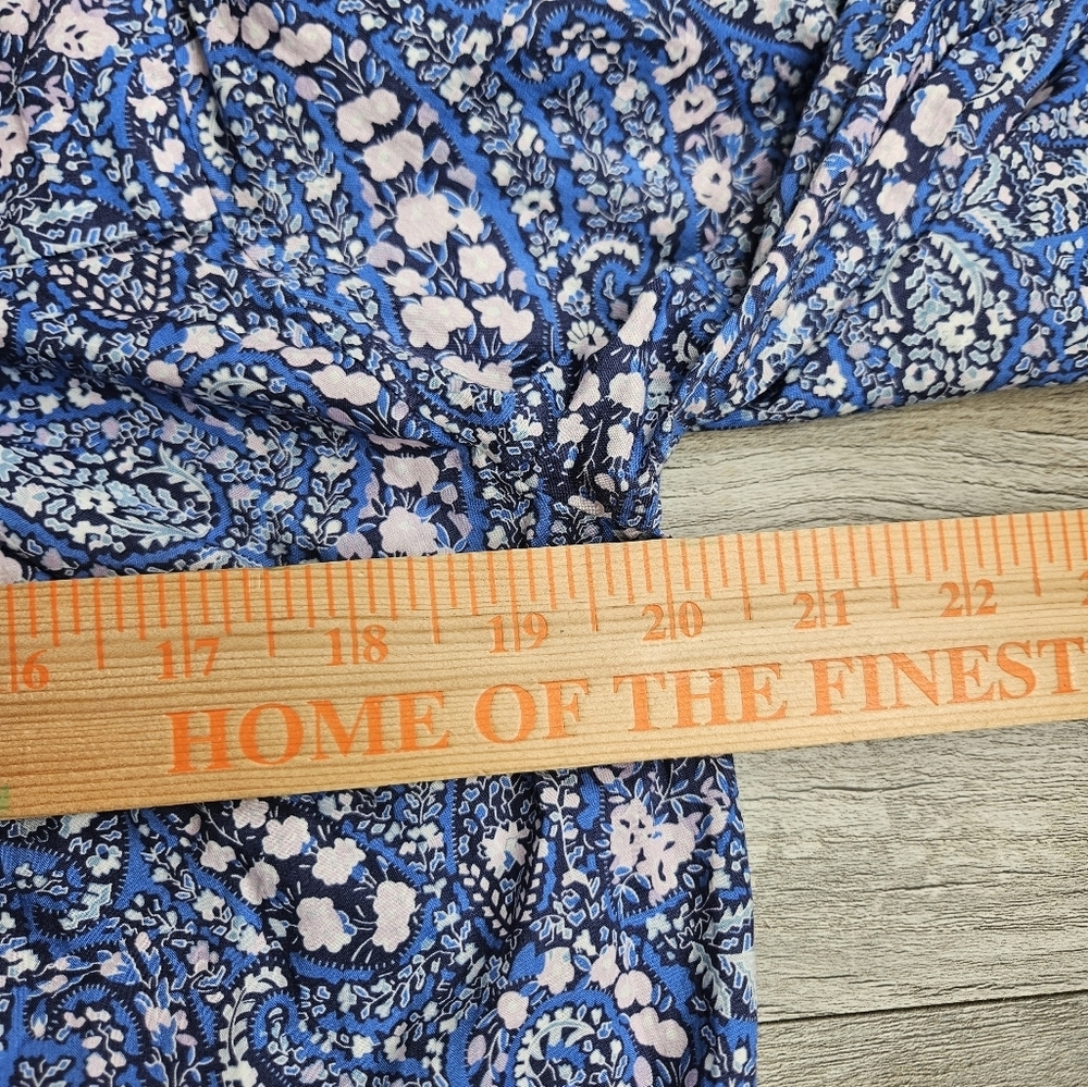 J. Crew X Liberty Fabrics Women's XS Button Front Rufflw Neck Popover Blue - Picture 10 of 11